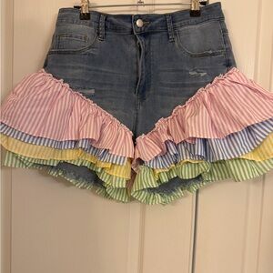 SWANK Light Blue Denim Shorts with Gold Stitching NWOT